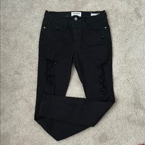 Frame Denim Women's Le Skinny de Jeanne Black Jeans. Distressed